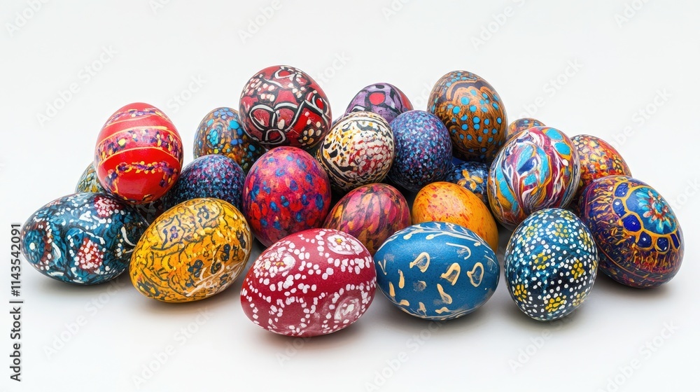 Vibrant Hand-Crafted Easter Eggs, Artfully Painted and Isolated for Festive Decoration