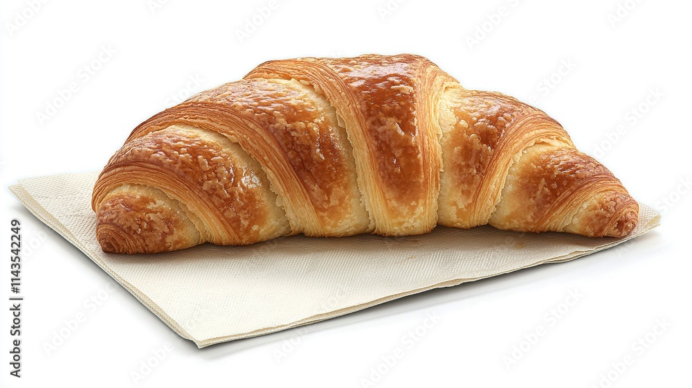 Golden-brown croissant on parchment paper.