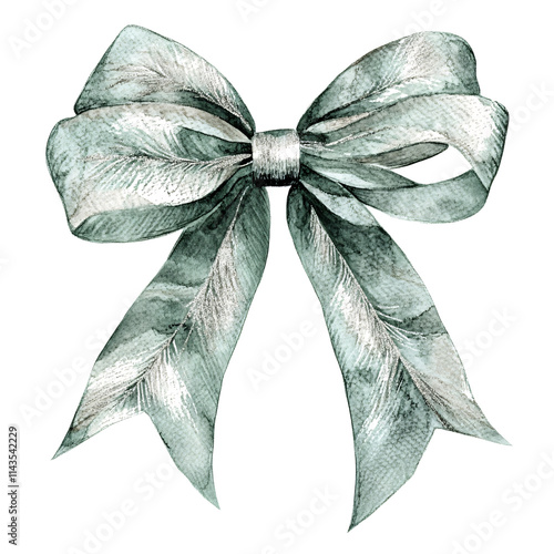 Delicate christmas bow decoration soft green background clipart image holiday theme artistic viewpoint festive concept