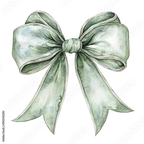 Delicate christmas bow clipart with soft green background holiday decoration graphic art festive theme visual design christmas spirit