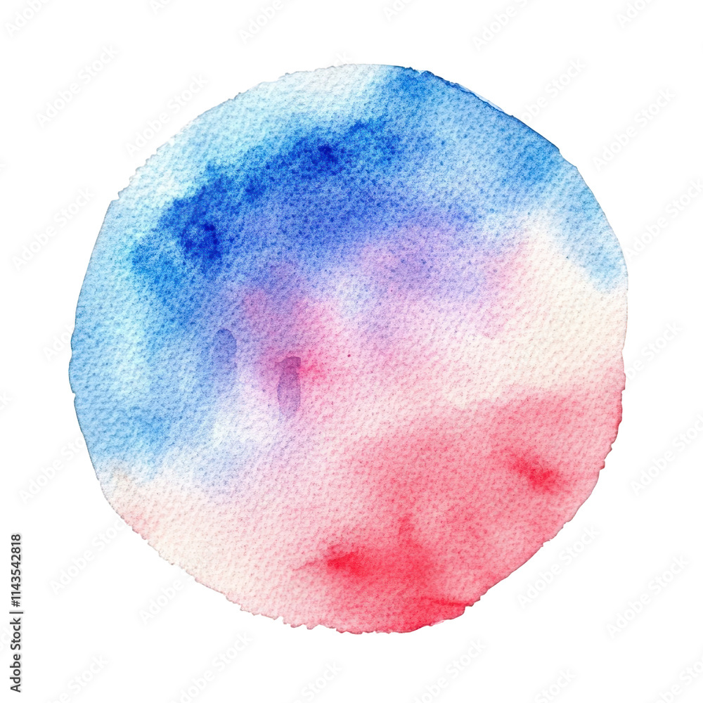 a circular watercolor wash in shades of blue and red with a white center the colors are blended together creating a soft. abstract design a circular watercolor wash in shades of blue and red with a white center the colors are blended together creating a soft. abstract design