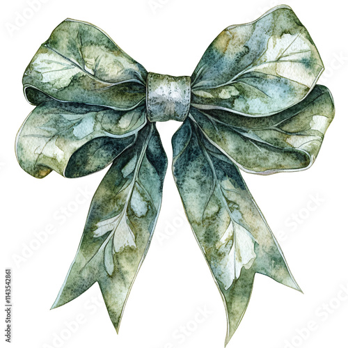 Christmas bow decoration watercolor artwork home decor festive environment artistic viewpoint holiday cheer with nature elements
