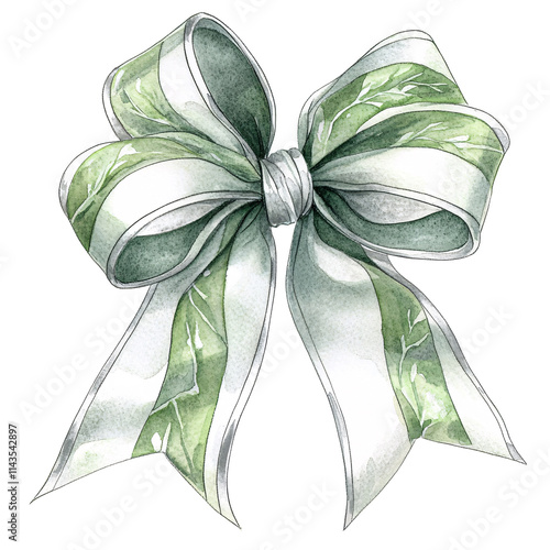Christmas bow decoration watercolor art home decor festive environment artistic viewpoint seasonal concept