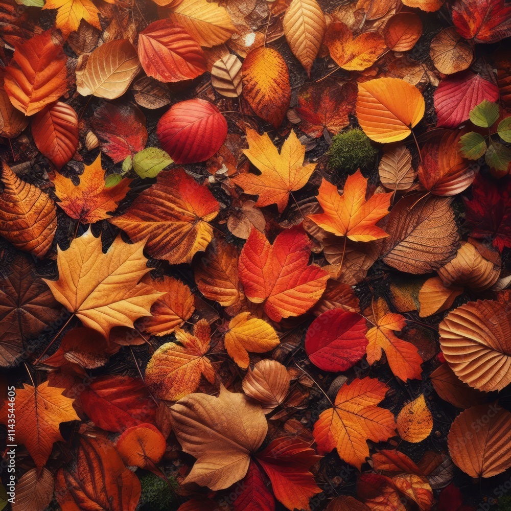 Vivid Fall Leaves Scattered Across a Picturesque Forest Floor Vivid Fall Leaves Scattered Across a Picturesque Forest Floor