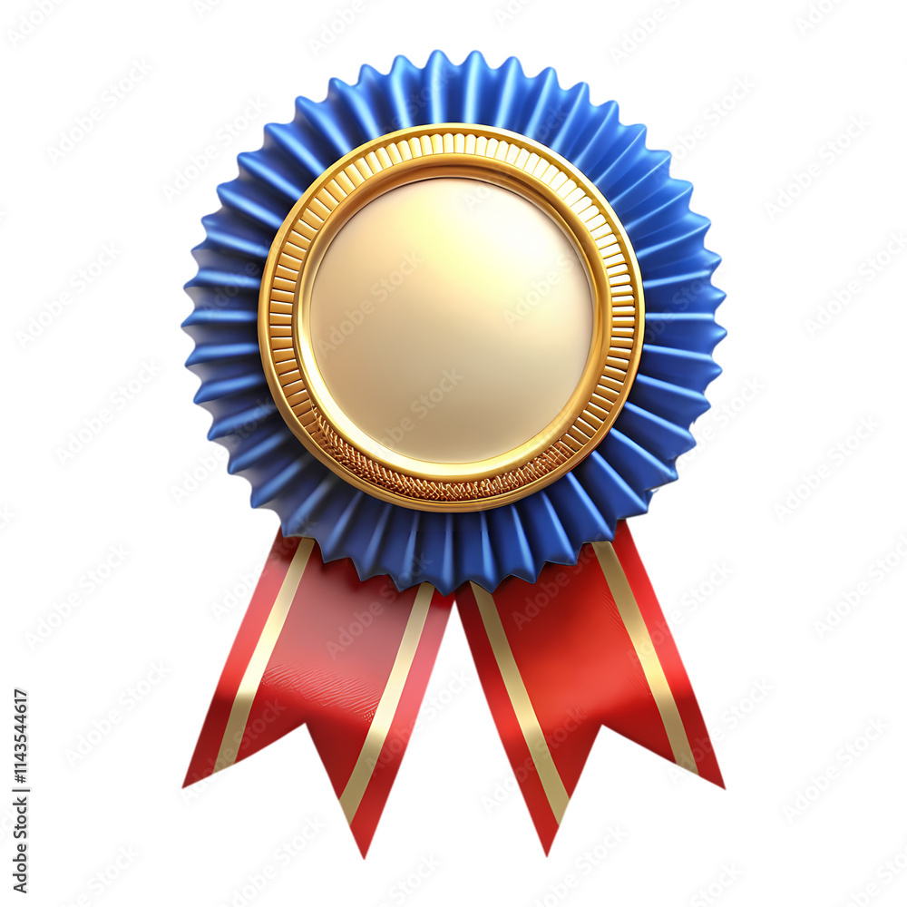 Award Ribbon, Red, Gold and Blue, Blank Center Award Ribbon, Red, Gold and Blue, Blank Center
