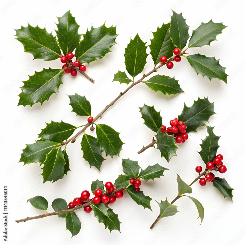 holly berries on white background holly berries on white background