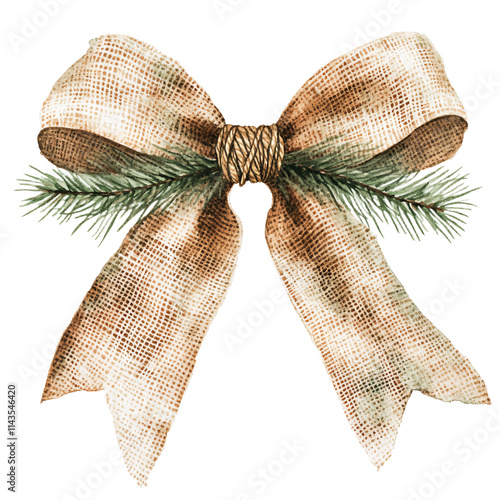 Festive rustic christmas bow decoration cozy home setting clipart style warm atmosphere creative concept