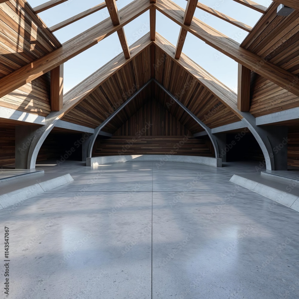 Obraz premium Concrete surface and structure in skating park rustic environment wood concrete design wood design concrete architecture wall floor modern