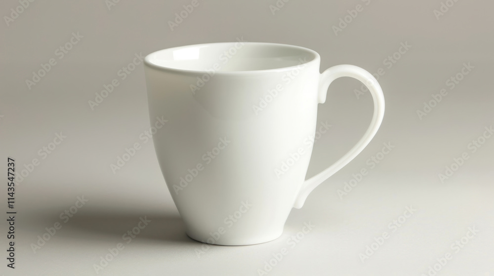 Classic white mug on a plain surface, perfect for logo or text designs, soft lighting Classic white mug on a plain surface, perfect for logo or text designs, soft lighting