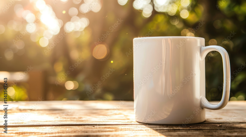 Classic white mug on a plain surface, perfect for logo or text designs, soft lighting Classic white mug on a plain surface, perfect for logo or text designs, soft lighting