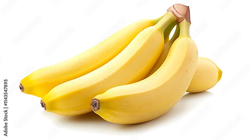 Bright yellow bananas mockup, angled photo on blank backdrop. AI Generated Bright yellow bananas mockup, angled photo on blank backdrop. AI Generated