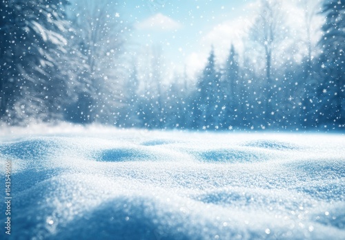 Wallpaper Mural Tranquil Winter Wonderland with Falling Snowflakes and Soft Snow Covering Ground, Creating a Magical Atmosphere in a Frosty Forest Landscape Torontodigital.ca