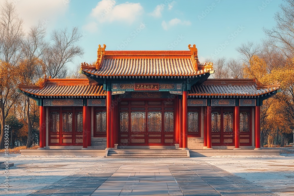 Traditional Chinese pavilion in autumn park. Traditional Chinese pavilion in autumn park.
