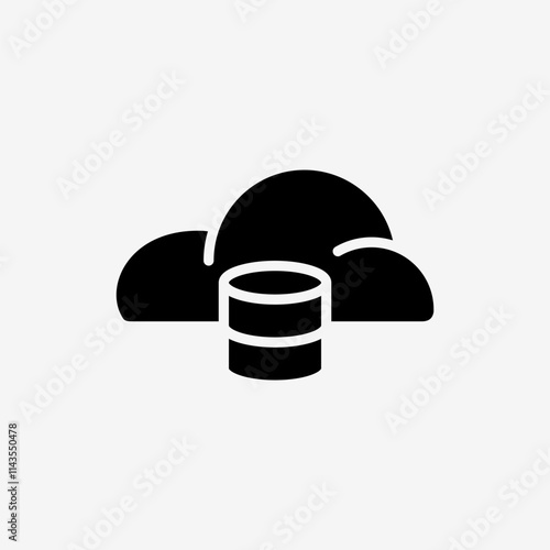 Icon Solid Black Cloud system and storage database. Technology and system concept,  Glyph style.