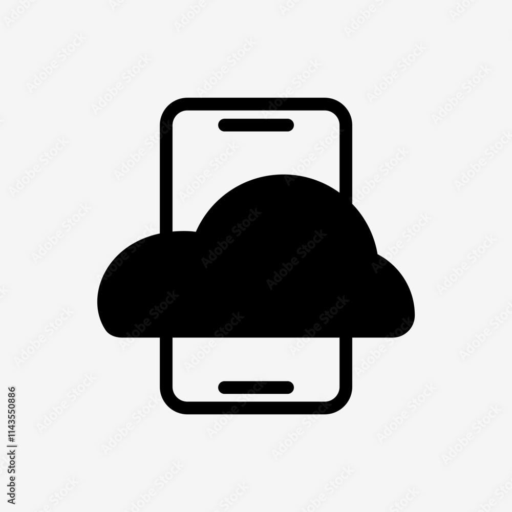 Icon Cloud system and smartphone. Technology and system concept, Semi Solid style. Icon Cloud system and smartphone. Technology and system concept, Semi Solid style.