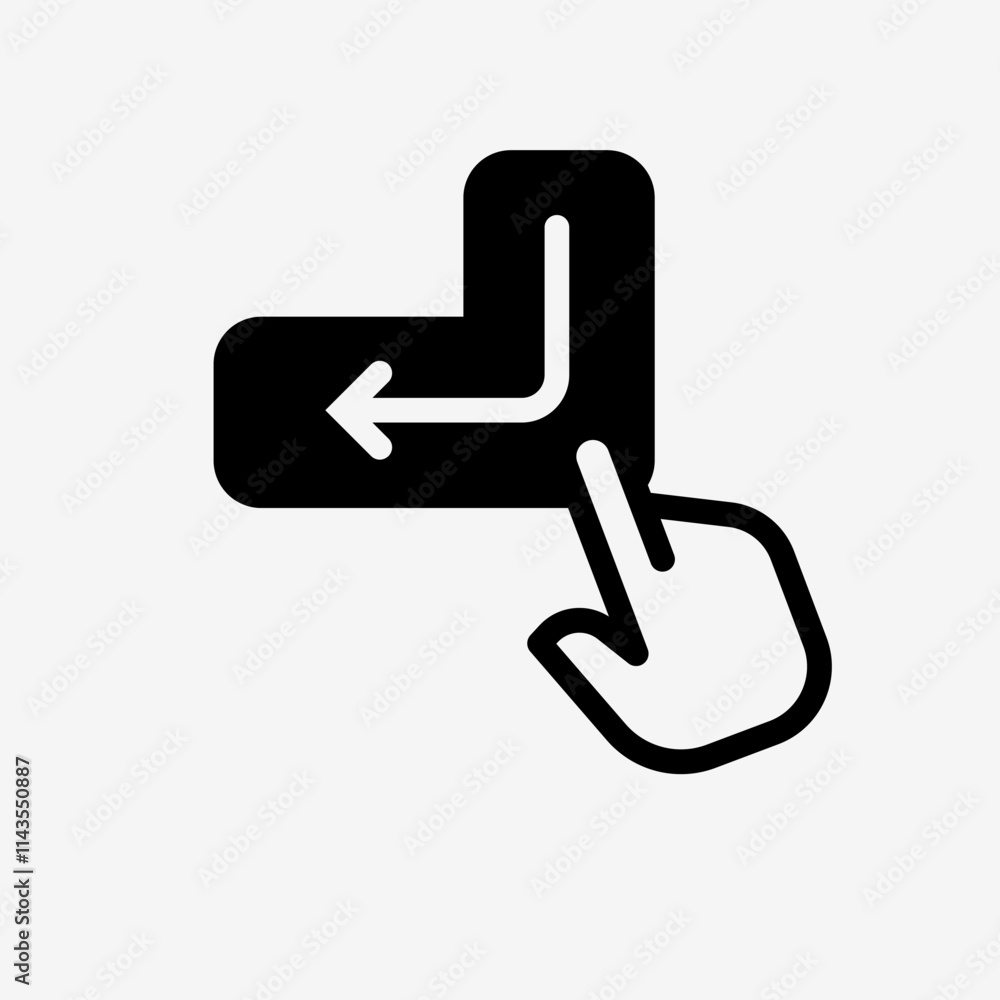 Icon Hand click enter button. Technology and system concept, Semi Solid style. Icon Hand click enter button. Technology and system concept, Semi Solid style.