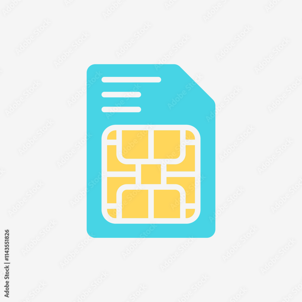 Flat Icon simcard smartphone. Technology and system concept, Flat Colorful style. Flat Icon simcard smartphone. Technology and system concept, Flat Colorful style.