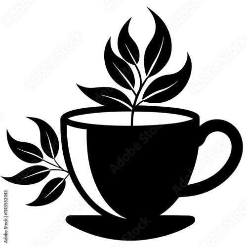 A image of herbal tea cup silhouette vector