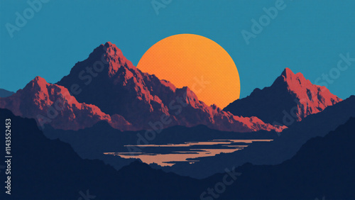 abstract art mount sun rise