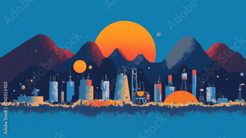 abstract art mount sun rise