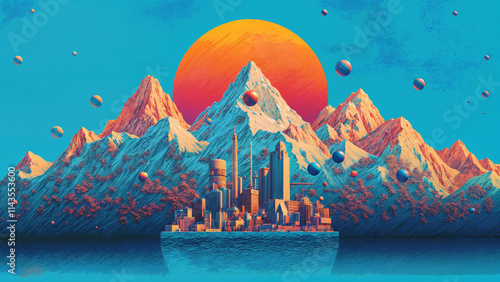 abstract art mount sun rise