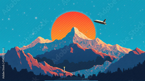 abstract art mount sun rise
