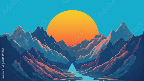 abstract art mount sun rise