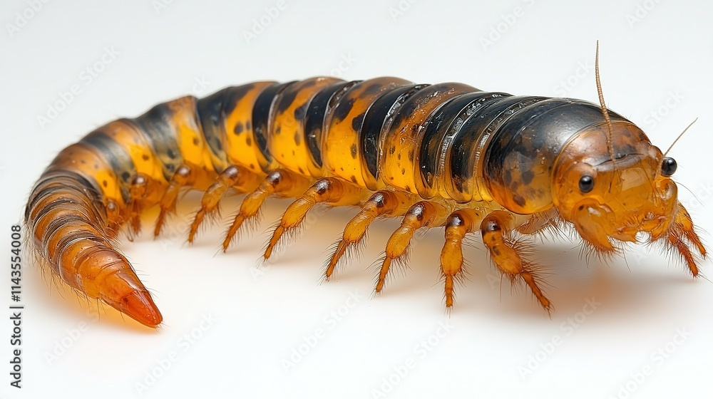 Closeup Of An Orange And Black Aquatic Insect Larva Closeup Of An Orange And Black Aquatic Insect Larva