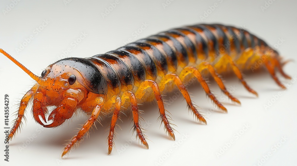 Closeup of a vibrant orange and black centipede Closeup of a vibrant orange and black centipede