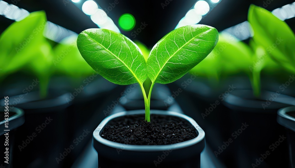 Fresh green plant sprouting in a pot, symbolizing growth and nature's vitality. Fresh green plant sprouting in a pot, symbolizing growth and nature's vitality.