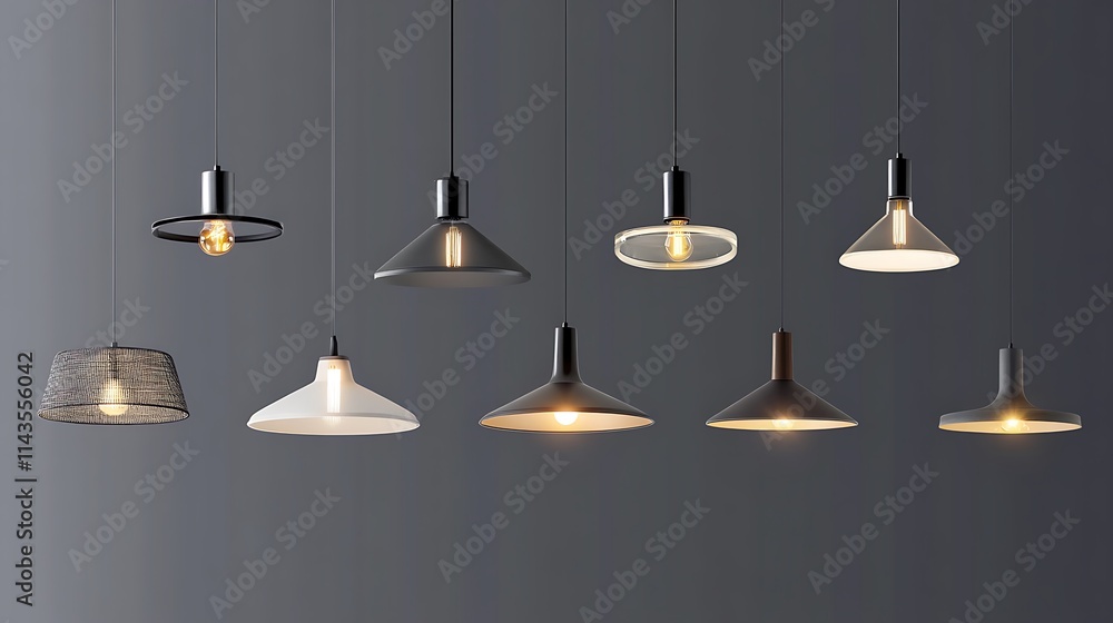 Modern Pendant Lighting Designs: A 3D Render Collection. AI Generated Modern Pendant Lighting Designs: A 3D Render Collection. AI Generated