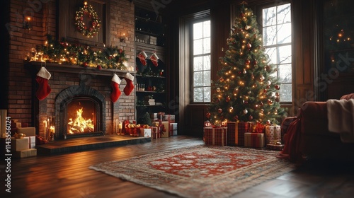 Wallpaper Mural christmas background with christmas tree Torontodigital.ca