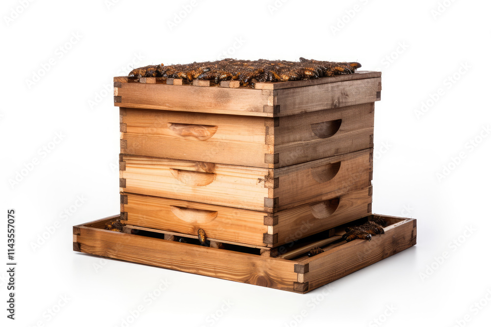 beehive in a wooden box on white background beehive in a wooden box on white background