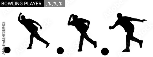silhouette of male bowler. hobby, sport. vector illustration.