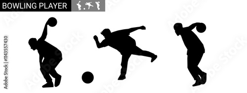silhouette of male bowler. hobby, sport. vector illustration.
