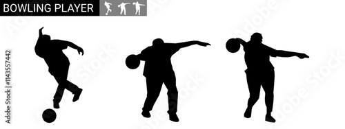 silhouette of male bowler. hobby, sport. vector illustration.