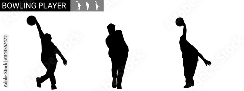 silhouette of male bowler. hobby, sport. vector illustration.