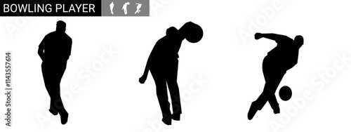 set of bowling athlete silhouettes.sport. vector illustration.