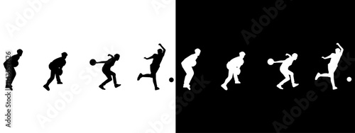 set of bowling athlete silhouettes.sport. vector illustration.
