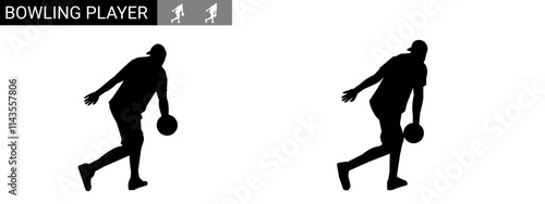 set of bowling athlete silhouettes.sport. vector illustration.