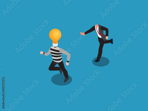 Conceptual Illustration of Idea Theft and Intellectual Property 3d isometric vector illustration