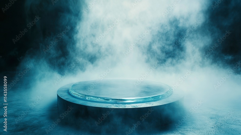 Mystical Glass Platform in Foggy Blue Setting Mystical Glass Platform in Foggy Blue Setting
