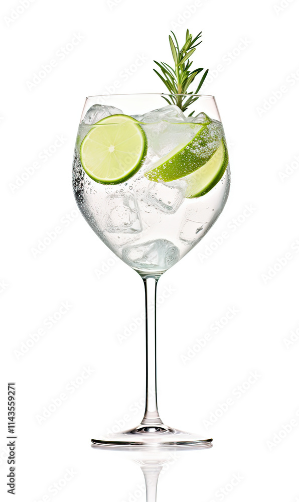 Gin and Tonic cocktail on white background Gin and Tonic cocktail on white background