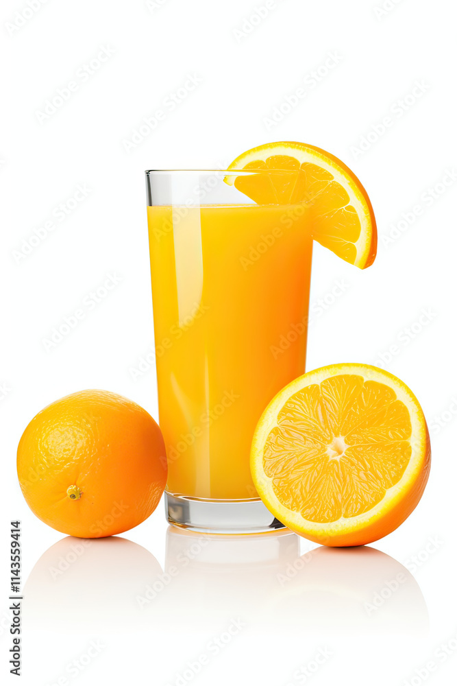 Glass of orange juice on white background Glass of orange juice on white background