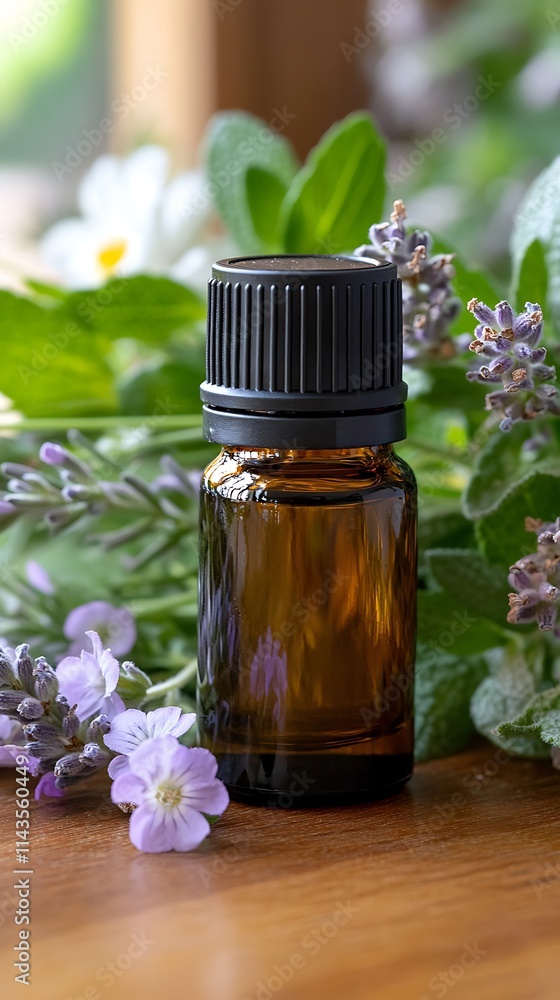 Soothing Spa Scene Featuring a Serenity-Inspired Bottle of Essential Oils Soothing Spa Scene Featuring a Serenity-Inspired Bottle of Essential Oils