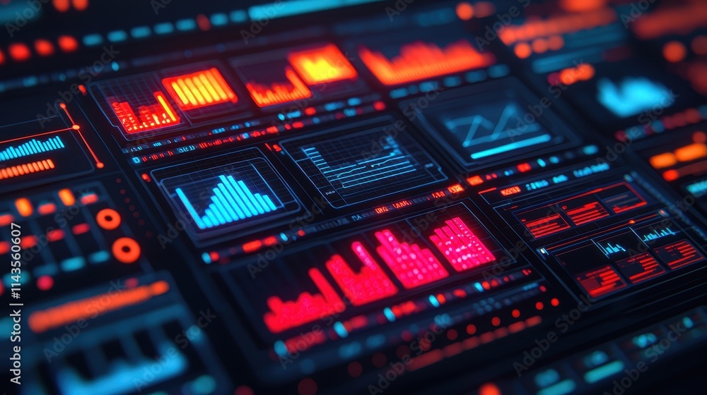 Obraz premium Colorful Data Visualization on a Dark Background for Analysis