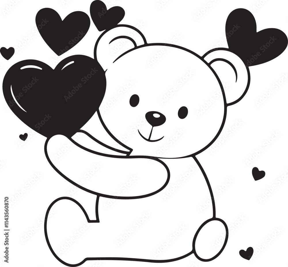 Obraz premium Cute Teddy Bear Holding Heart Illustration Ai Generated