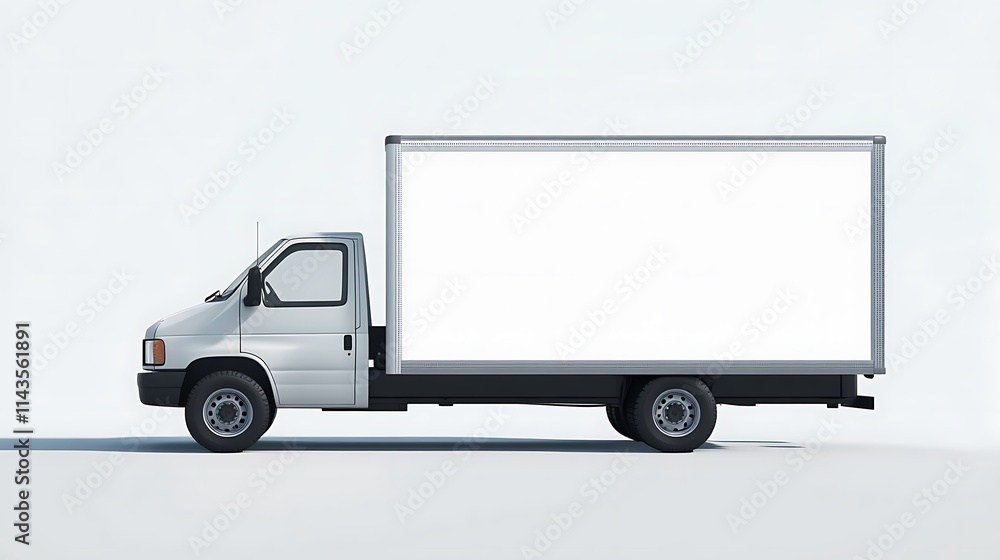 Blank white billboard on a transit box van mini car, perfect for advertising mockup design. Ideal for branding and marketing projects. Blank white billboard on a transit box van mini car, perfect for advertising mockup design. Ideal for branding and marketing projects.