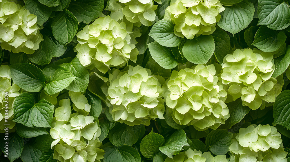 Lime Green Hydrangea Blooms and Foliage Lime Green Hydrangea Blooms and Foliage