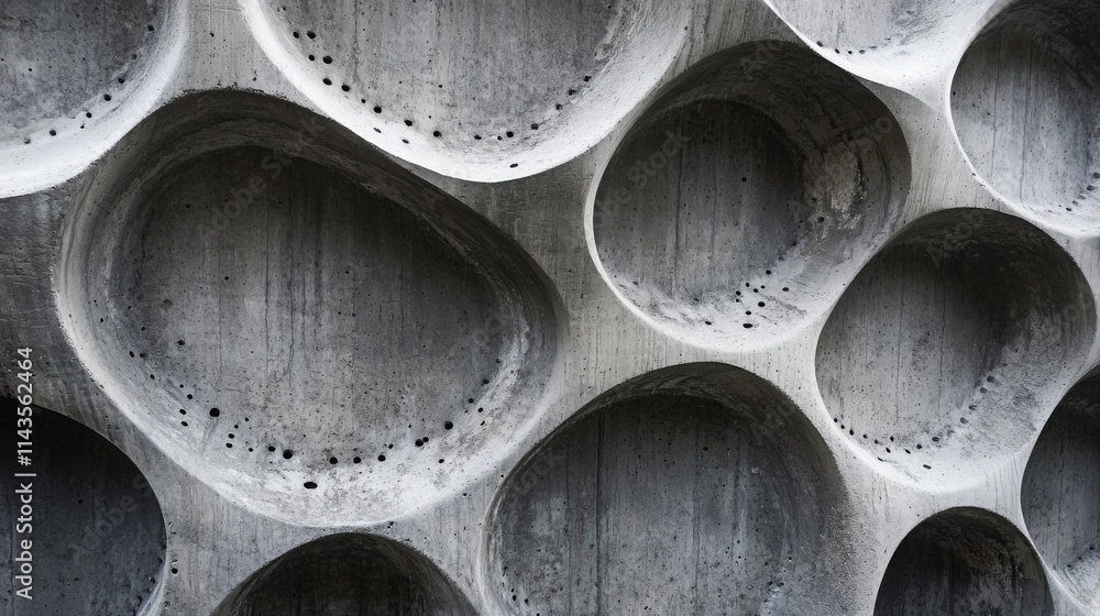 Textured Concrete Wall with Unique Cavities and Patterns Textured Concrete Wall with Unique Cavities and Patterns